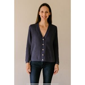 IRIDIUM CARDIGAN SWEATER PIMA COTTON OPEN WEAVE PREPPY BREATHABLE CLASSIC CHIC